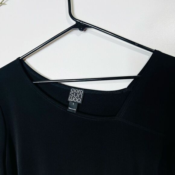 Clara Sunwoo Black 3/4 Sleeve Angle Neck Tunic NWT - Picture 2 of 9